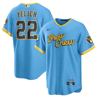 mens nike christian yelich powder blue milwaukee brewers 20